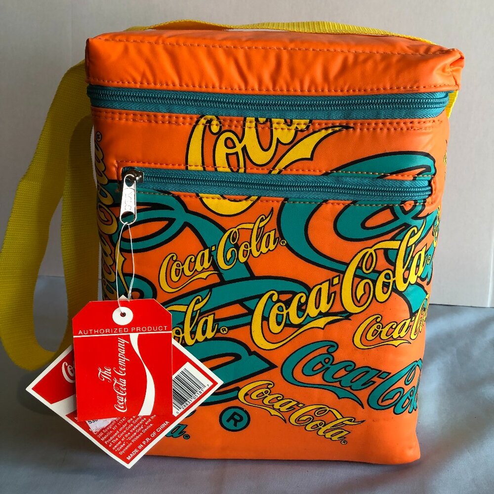 NWT Orange & Blue COKE COCA COLA Cooler Lunch Box with Carry Strap #UPST